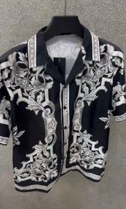 Men's Black and White Baroque Print Shirt