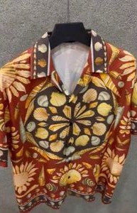 Men's Seashell Pattern Short Sleeve Button Shirt