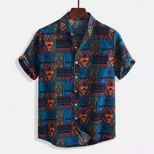 Men's Vintage Geometric Pattern Short Sleeve Shirt