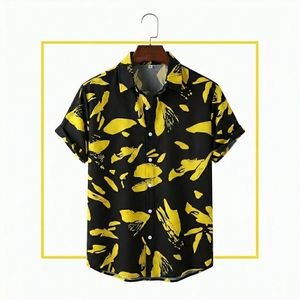 Black and Yellow Printed Short Sleeve Shirt