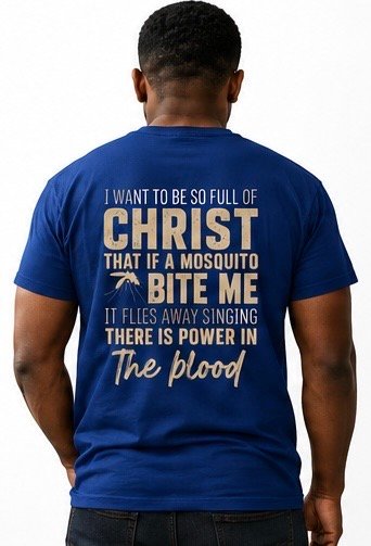 Blue Christian Graphic T-Shirt with Back Print