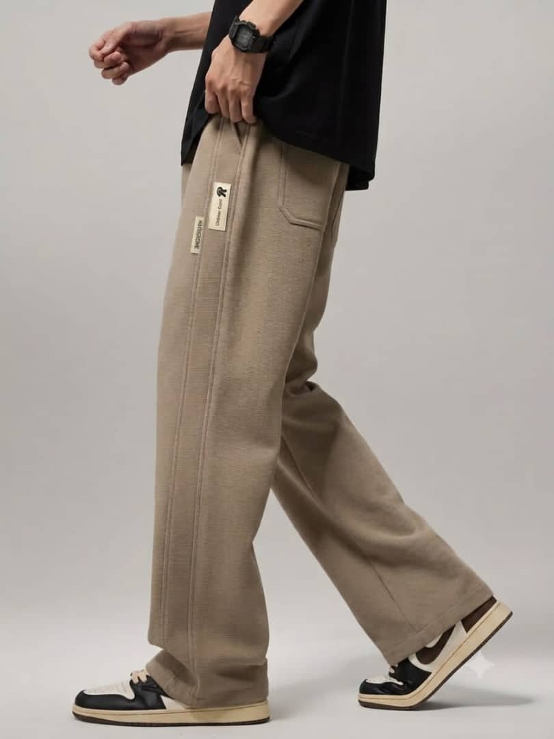 Men's Casual Wide Leg Khaki Trousers