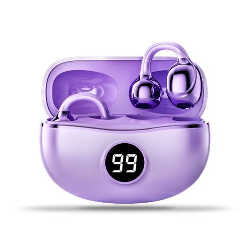 Purple Open Ear Wireless Earbuds with Charging Case