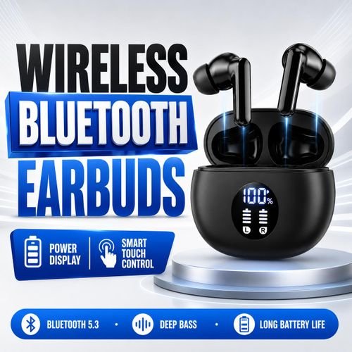 Wireless Bluetooth Earbuds with LED Power Display