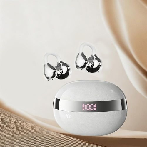 Wireless Clip-On Earbuds with LED Charging Case