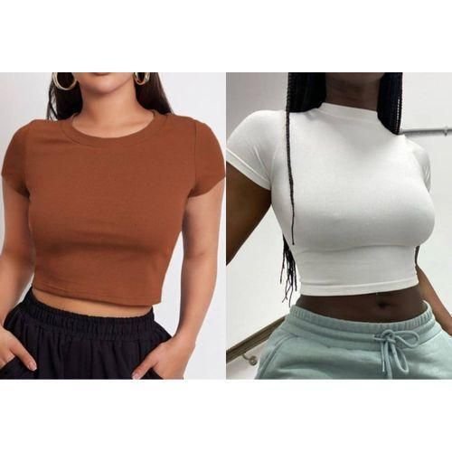 Women's Ribbed Short Sleeve Crop Top