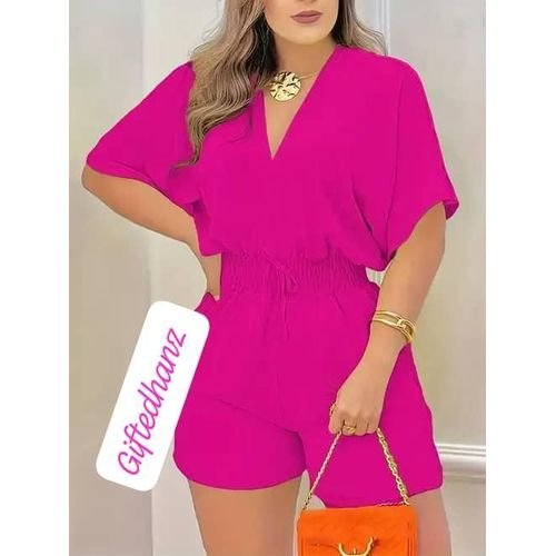 Women's V-Neck Short Sleeve Romper