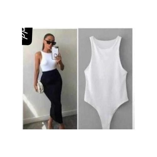 Women White Tank Bodysuit