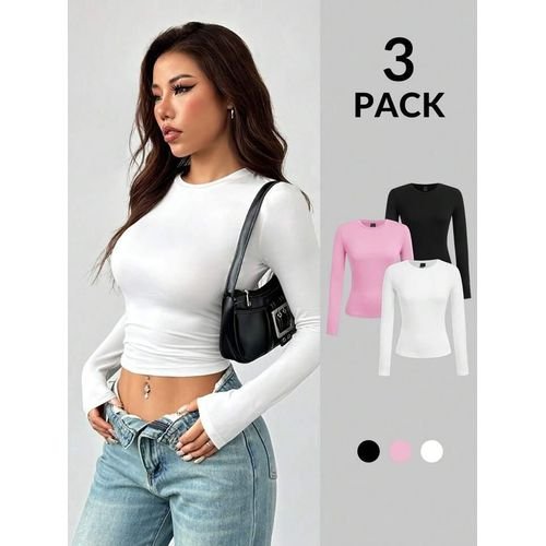 3in1 Women Long Sleeve Crop Top 3 Pack