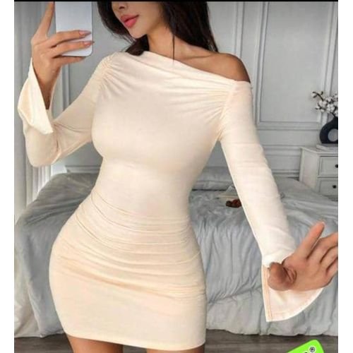 Off shoulder long sleeve bodycon dress